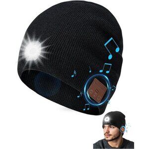 Bluetooth Beanie with Light, HD Stereo Sound, USB Rechargeable